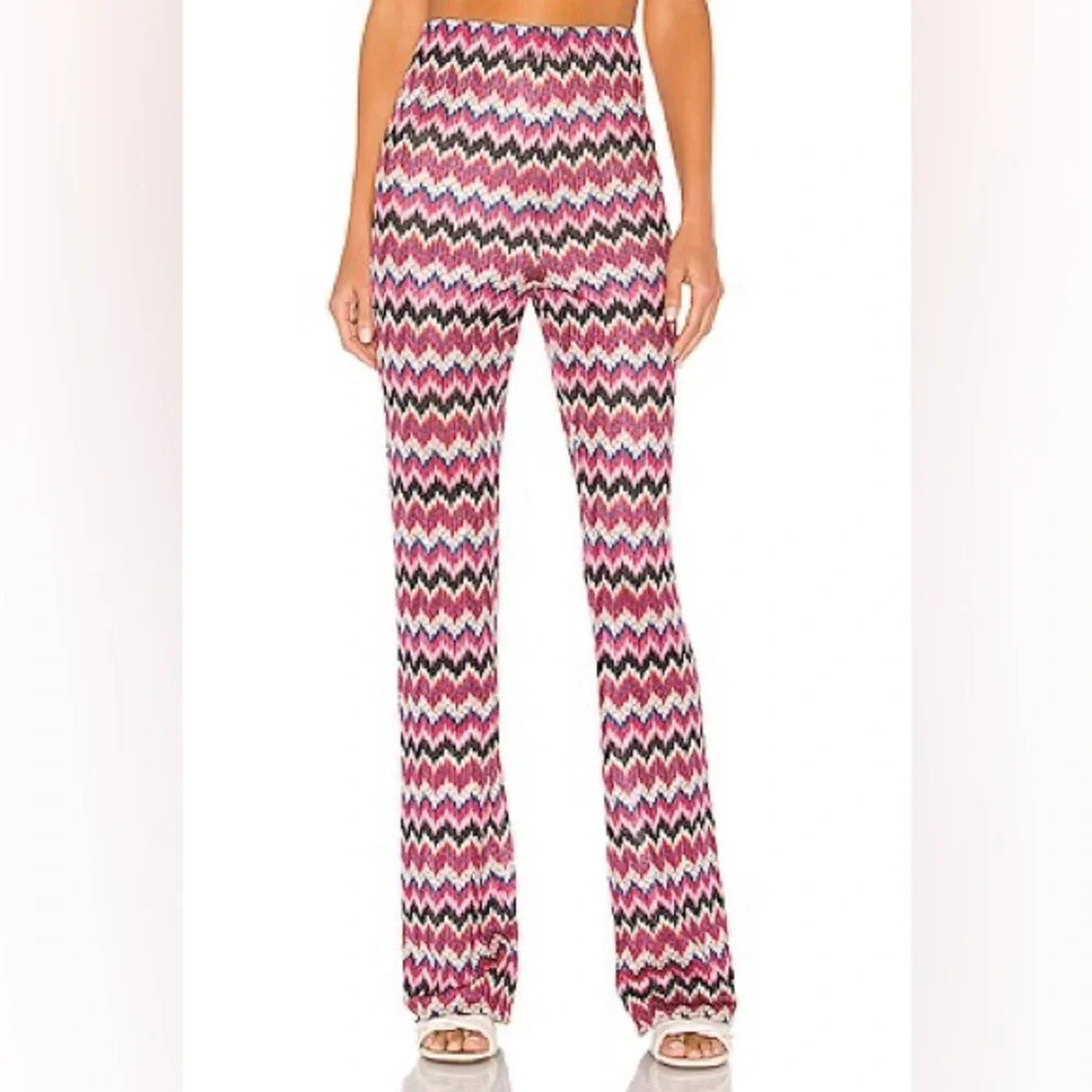 Lovers + Friends North Coast Flare Pants in Pink/Blue Multi Size M